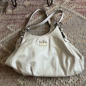 Coach White Leather Shoulder Bag with Silver Hardware